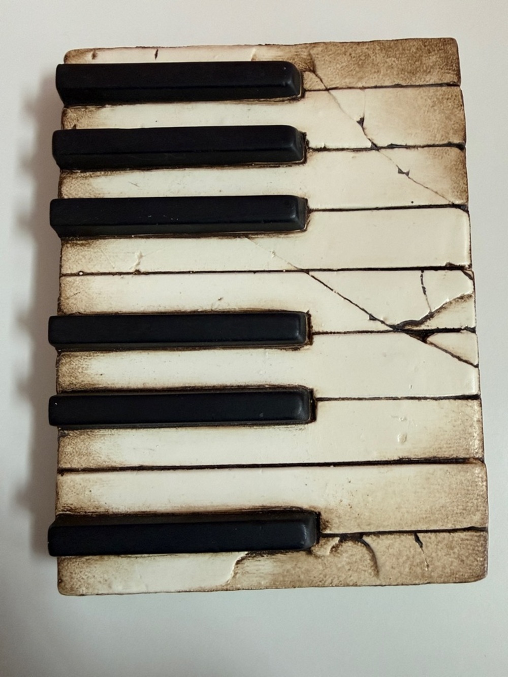 Sid Dickens Vintage Piano Key Wall Plaque in Black, Cream, Brown - Retired